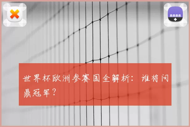 世界杯欧洲参赛国全解析:谁将问鼎冠军?