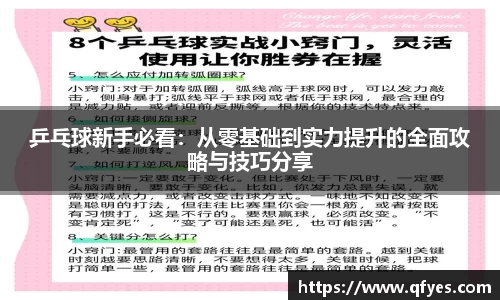 乒乓球新手必看：从零基础到实力提升的全面攻略与技巧分享